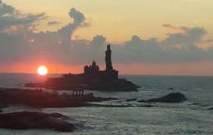 sunset view of Kanyakumari